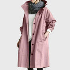 Women's Long Raincoat – Hooded Water-Repellent Coat