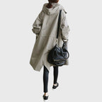 Women's Long Raincoat – Hooded Water-Repellent Coat