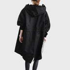 Women's Long Raincoat – Hooded Water-Repellent Coat