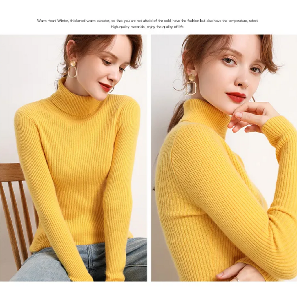 Women's Turtleneck Sweater – Classic Roll Neck Winter Sweater