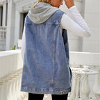Women's Sleeveless Jean Vest – Button Front Casual Layering Vest