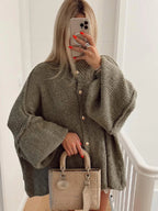 Women's Oversized Long Vest – Gold Button Relaxed Fit Vest