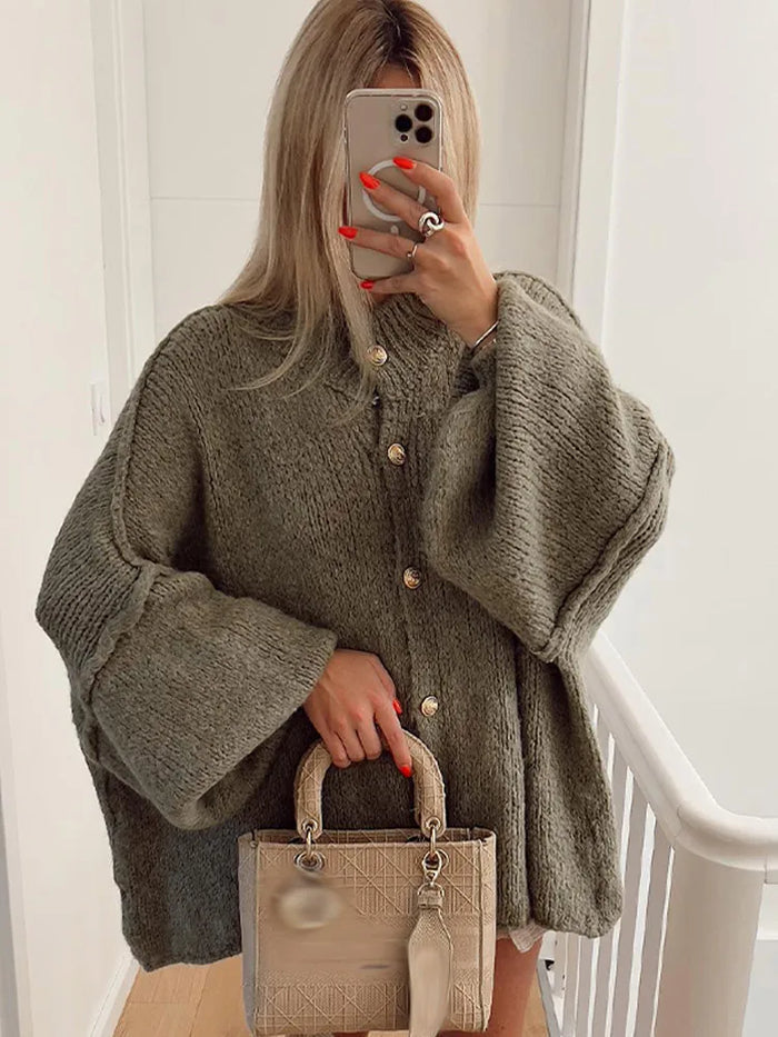 Women's Oversized Long Vest – Gold Button Relaxed Fit Vest