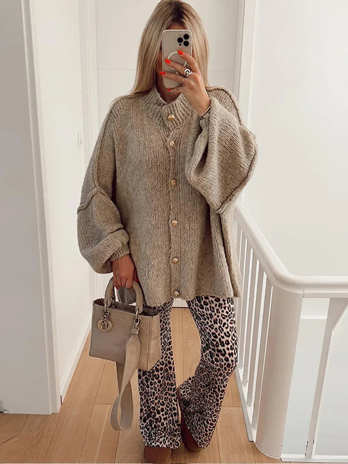Women's Oversized Long Vest – Gold Button Relaxed Fit Vest