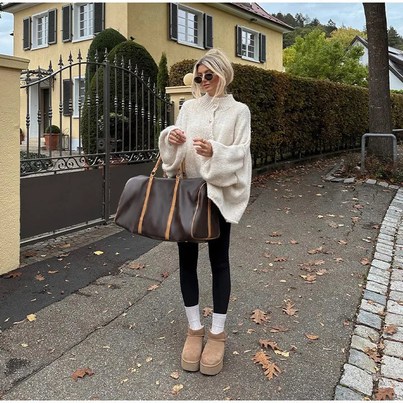 Women's Oversized Long Vest – Gold Button Relaxed Fit Vest