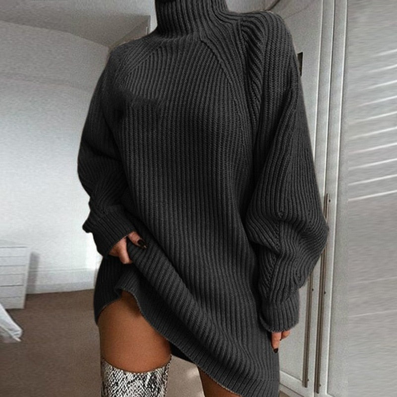 Women's Oversized Long Sweater – Long Sleeve Winter Sweater